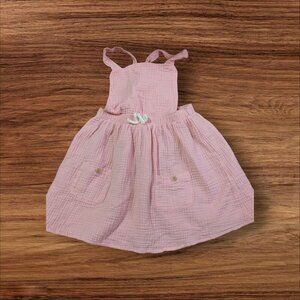 Girls Pink 5T Wonder Nation Sleeveless Cotton Dress With Pockets & Crisscross Ba
